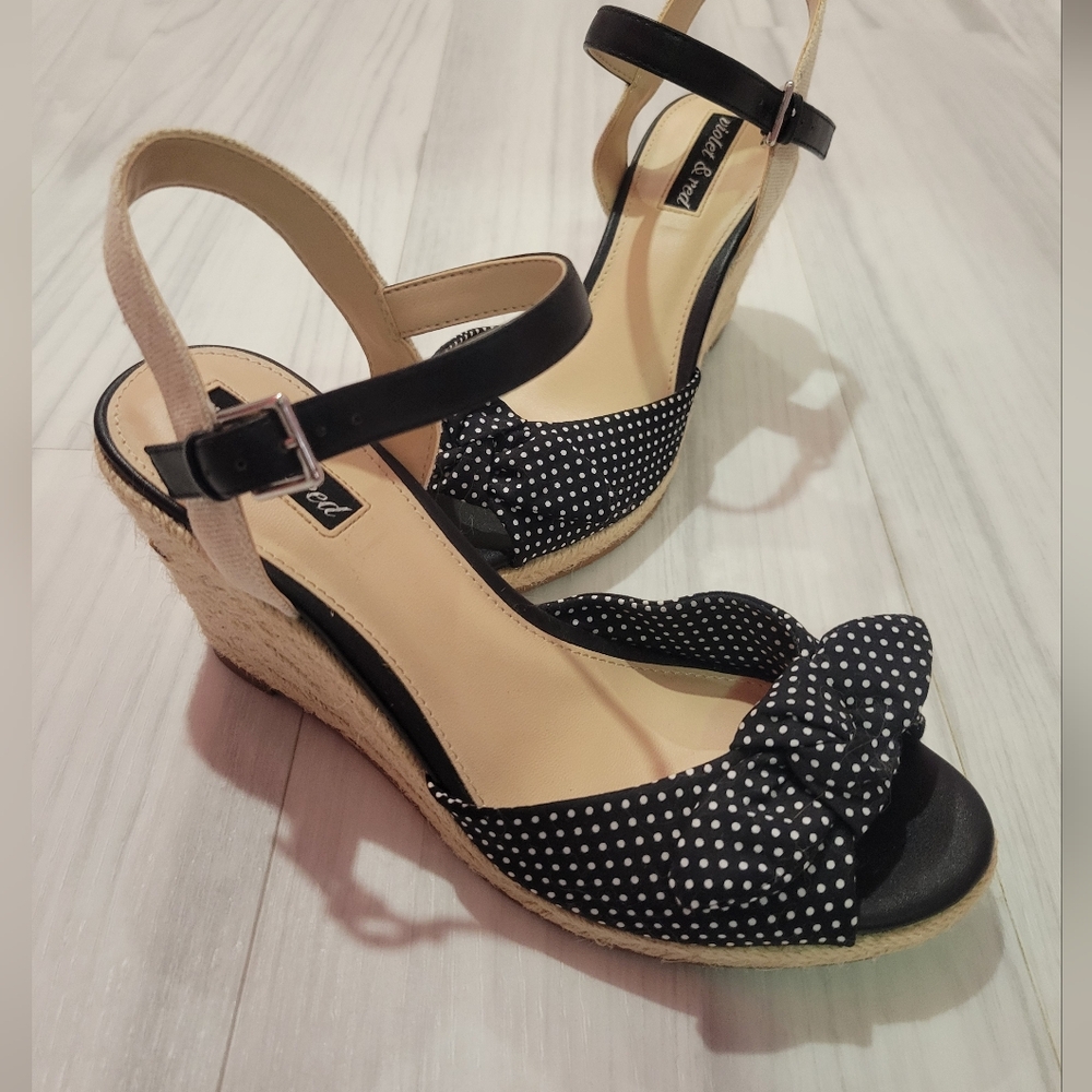 Black Polka Dot Women's Sandals - Picture 3 of 9